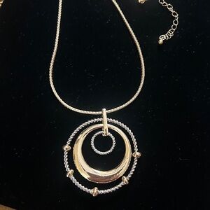 Two-Tone Circle Pendant Necklace -Gold, Silver